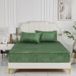 Drap - housse d'hiver en peluche, 200 x 200 x 30 cm, vert, vert fonc�, chaud, moelleux, convient pour ...