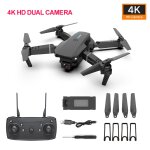 Drone fpv e525 4k hd 1080p double cam�ra, support intelligent pour selfie, drone pliable rc grand angle, ...