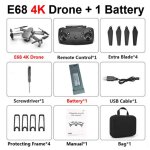 Drone de photographie a�rienne pliable e68, avec cam�ra 4k fpv, t�l�commande, quadrirotor, geste, jouet ...