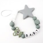 Dunijobaby - attache - tétine en silicone avec nom, fait a la main, koala, ours, support de continent, ... Dunijobaby - attache - tétine en silicone avec nom, fait a la main, koala, ours, support de continent, ...