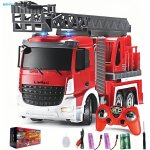 Echelle 1:24 tlcommande jouet camion pompier, avec pompe pulvrisatrice d'eau, camion pompier radiocommand ...