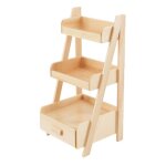 Echelle miniature de 3 pneus en bois, etag�re de rangement avec tiroir, accessoires de meubles de maison ...