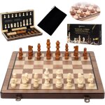 Echiquier magntique de voyage en bois pliant, jeu d'checs 3 en 1, echiquier portable, jeu d'checs ...