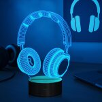 Ecouteurs 3d veilleuse illusion lampe led lampe de table de bureau 16 couleurs changeantes a distance ...