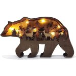 Elgant ours brun en bois avec lumire ¿ dcoration unique en forme d'animal de la fort pour la maison ...