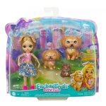 Enchantimals - coffret famille de gerika retrievers - mini poupe - 4 ans et +