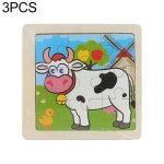 Enfants puzzle en bois jouet - 3 pcs eléphant dessin animé educatif par Enfants puzzle en bois jouet - 3 pcs eléphant dessin animé educatif par