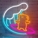 Enseigne lumineuse n�on capybara surfant enseignes lumineuses led en forme d'animal mignon pour chambre ...