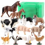 Ensemble de 12 figurines d'animaux, cheval, mouton, chien, cochon, canard, vache, chat, modles d'action, ...