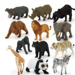 Ensemble de 12 mini jouets animaux educatifs sur le th�me de la jungle