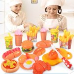 Ensemble de 18 pièces de cuisine, jeu de simulation, coupe, hamburger, frites, pizza, costume, jouet ... Ensemble de 18 pièces de cuisine, jeu de simulation, coupe, hamburger, frites, pizza, costume, jouet ...