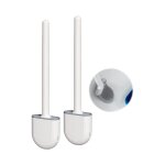 Ensemble de 2 brosses de toilette : poils en silicone souple, manche antidérapant, support a séchage ... Ensemble de 2 brosses de toilette : poils en silicone souple, manche antidérapant, support a séchage ...