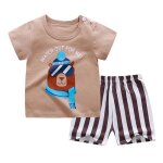 Ensemble de 2 shorts en coton doux pour enfants, t - shirt de dessin anim, vtements mignons et confortables, ...