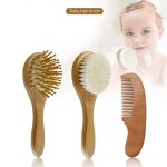Ensemble de 3 brosses en bois naturel pur, soins pour b�b�, ensemble de peignes, brosse a cheveux pour ...