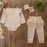 Ensemble 3 pi�ces pour b�b� fille, joli costume, barboteuse, pantalon, v�tements pour nouveau n�