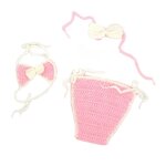 Ensemble de 3 pièces pour photographie de nouveau - né, tenue, bébé fille, bandeau crochet, short, bikini, ... Ensemble de 3 pièces pour photographie de nouveau - né, tenue, bébé fille, bandeau crochet, short, bikini, ...