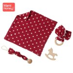 Ensemble de 4 bavoirs pour b�b�, anneau de dentition en bois, perles sucette cha�ne clip bracelet, bavoirs ...