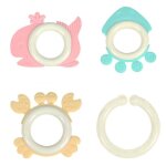 Ensemble de 4 bracelets de dentition pour bb, fruits de mer, vie, anneau de dentition pour nouveau ...