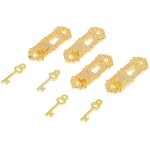 Ensemble de 4 mini poign�es de porte avec serrure a cl�, echelle 1 / 12, accessoires de meubles miniatures ...