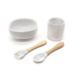 Ensemble de 4 pices bol a succion en silicone pour bb, cuillre fourchette tasse apprentissage formation ...