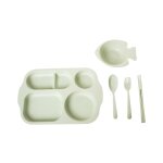 Ensemble de 5 assiettes pour b�b� - plateau ecologique en pp avec cuill�re, fourchette, bol et baguettes ...