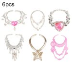 Ensemble de 6 poup�es al�atoires, cha�ne en plastique cristal, jouets, bijoux pour filles, accessoires, ...
