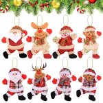 Ensemble de 8 pendentifs en peluche pour arbre de no�l, poup�e dansante, elk, bonhomme de neige, ours, ...