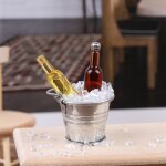 Ensemble d'accessoires miniatures pour maison de poup�e, mini seau, bouteilles de bi�re glac�e, mod�le ...