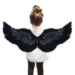 Ensemble ailes d'ange et halo noirs, ailes d'ange en plumes avec halo magique, dguisement cosplay d'halloween ...