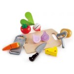 Ensemble aliments a decouper + ustensiles de cuisine (planche, econome, rape) - jouet en bois - accessoire ...