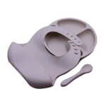 Ensemble d'alimentation pour b�b� 3 pi�ces, bavoirs en silicone de qualit� alimentaire, cuill�re bol ...