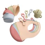 Ensemble d'assiettes en silicone pour b�b�, 4 pi�ces, bol d'alimentation pour b�b�, tasse de paille, ...