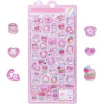 Ensemble d'auto - collants 3d avec motifs de lapins roses, autocollants en pvc de qualit pour enfants, ...