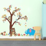 Un ensemble d'autocollants muraux singes el�phant ours arbre fleurs stickers muraux pour chambre enfants ...