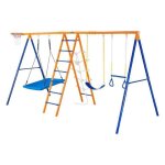 Ensemble de balanoires 6 en 1 - duoku - capacit de 200 kg - 2 balanoires - trapze - echelle - filet ...