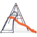 Ensemble de balanoire avec toboggan et 3 siges orange