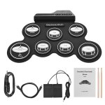 Ensemble de batterie electronique portable pour enfants et dbutants, pad d'entranement de batterie ...