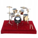 Ensemble de batterie miniature en cuivre 14 x 10 x 10 cm, modle d'instrument de musique, modle d'exposition ...