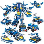 Ensemble de blocs de construction 6 en 1 pour enfants, jouet educatif, robot, camion, voiture, police, ...