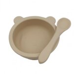 Ensemble bol d'alimentation pour b�b� 1 ensemble bol a succion en silicone avec cuill�re en forme d'ours, ...