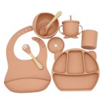 Ensemble de bols en silicone de qualit alimentaire, 8 pices, assiettes pour bb, ustensiles de cuisine, ...