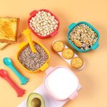 Ensemble de bols en silicone pour enfants, bol carr avec cuillre, ensembles d'alimentation, assiettes ...