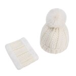 Ensemble de bonnets en tricot pour bbs filles et garons, 2 pices, echarpe en polaire, chapeau chaud, ...