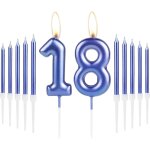 Ensemble de bougies bleues royales � happy 18th birthday � - num�ro 18 bleu roi - bougies d'anniversaire ...