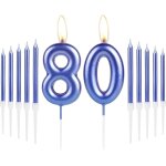 Ensemble de bougies bleues royales � happy 80th birthday � - num�ro 80 bleu roi - bougies d'anniversaire ...