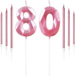 Ensemble de bougies roses pour 80e anniversaire de filles u2013 bougie longue en forme de chiffre 80 ... Ensemble de bougies roses pour 80e anniversaire de filles u2013 bougie longue en forme de chiffre 80 ...
