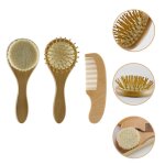 Ensemble de brosse en laine pour b�b�, peigne en bois, brosse en bambou, masseur de cuir chevelu, 1 ensemble ...