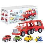 Ensemble de camions de transport 5 en 1, véhicule de jeu, jouets avec mini dessin animé, taxi / avion, ... Ensemble de camions de transport 5 en 1, véhicule de jeu, jouets avec mini dessin animé, taxi / avion, ...