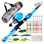 Ensemble de cannes a pche pour enfants, kits complets avec canne a pche tlescopique et moulinet spinning, ...