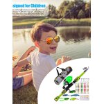Ensemble de canne a pche en mer pour enfants, equipement pour dbutants, avec moulinet et appt, portable ...